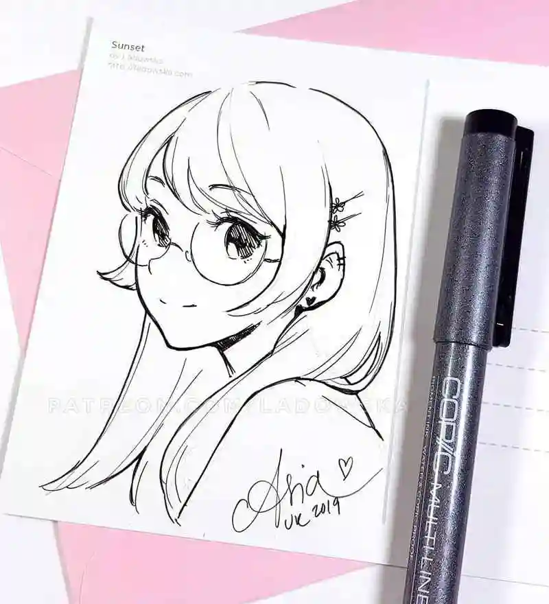 主页 美术作品 铅笔画  初学者应该多准备一些动漫人物线稿临摹图,ins