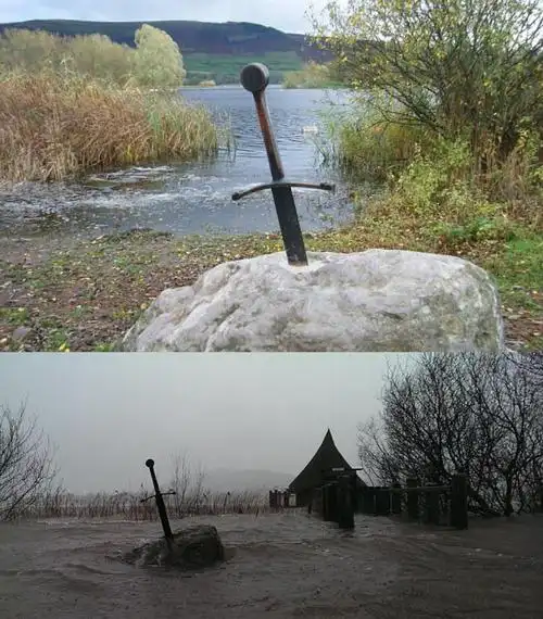 英国布雷肯比肯斯公园石中剑被偷民众众筹买新剑