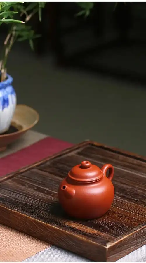 紫砂壶-圈钮壶,朱泥,180cc,时大彬首创,庄伟杰全手工制作 - 尚风行礼
