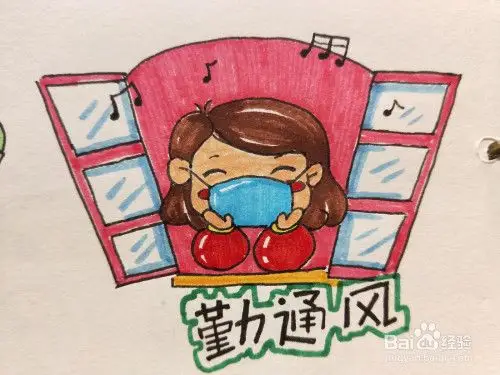 怎样画简笔画——防疫知识小卡通"勤通风"