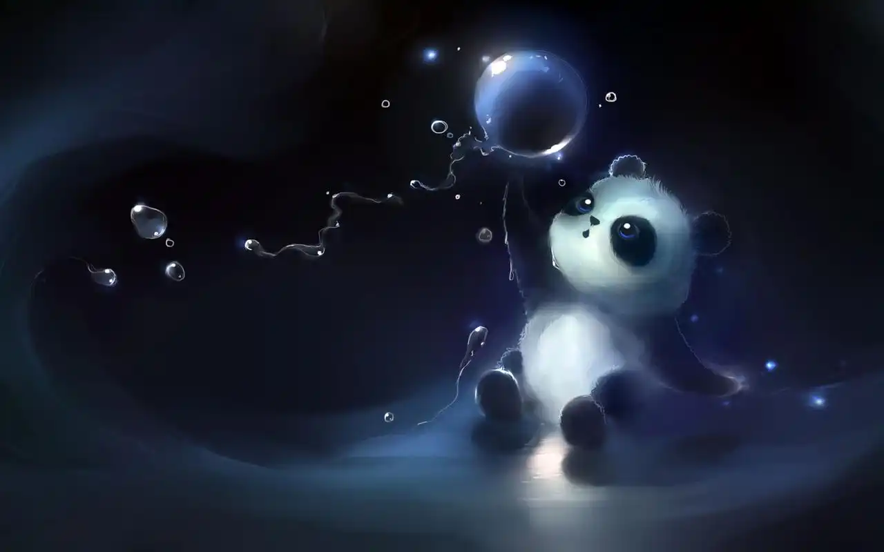 蓝色熊猫高清桌面电脑壁纸