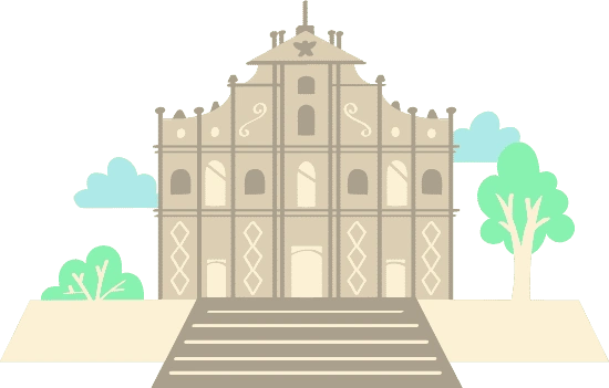 大三巴牌坊插画