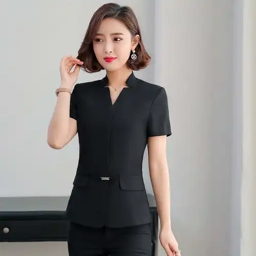 一折酒店工作服夏装女装_夏装职业装女装套裙西装时尚酒店前台美容师