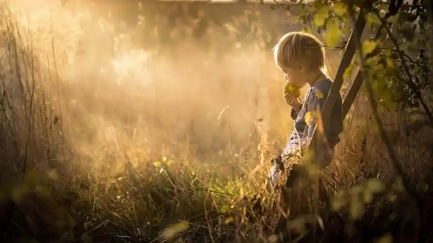 吃梨的小男孩 壁纸 - 1920x1080 全高清