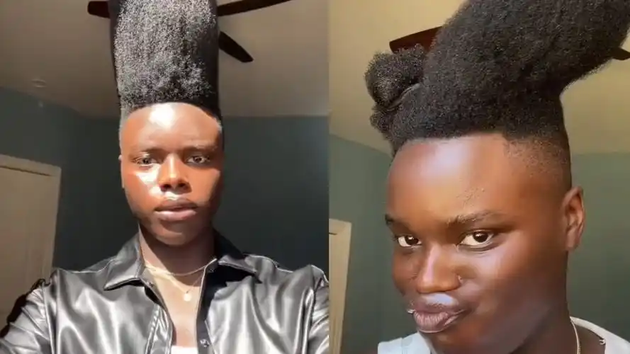 黑人小哥有一个冲天爆炸头,外形模样神似海绵:好想拿去刷碗