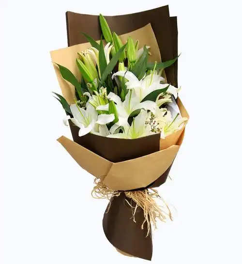 美团【百花缘花店】白色多头香水百合6枝