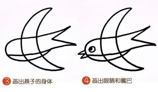 小燕子简笔画步骤图解小燕子最简单的画法超简单小燕子简笔画画法步骤