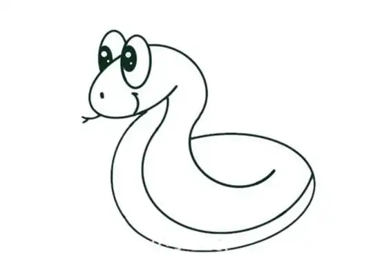 卡通蛇简笔画彩色画法步骤图片教程