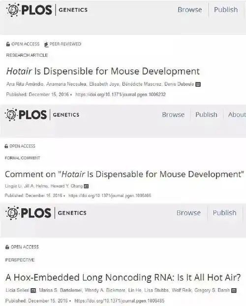 前不久,plos genetics杂志上刊登一篇题为"hotairis dispensible for