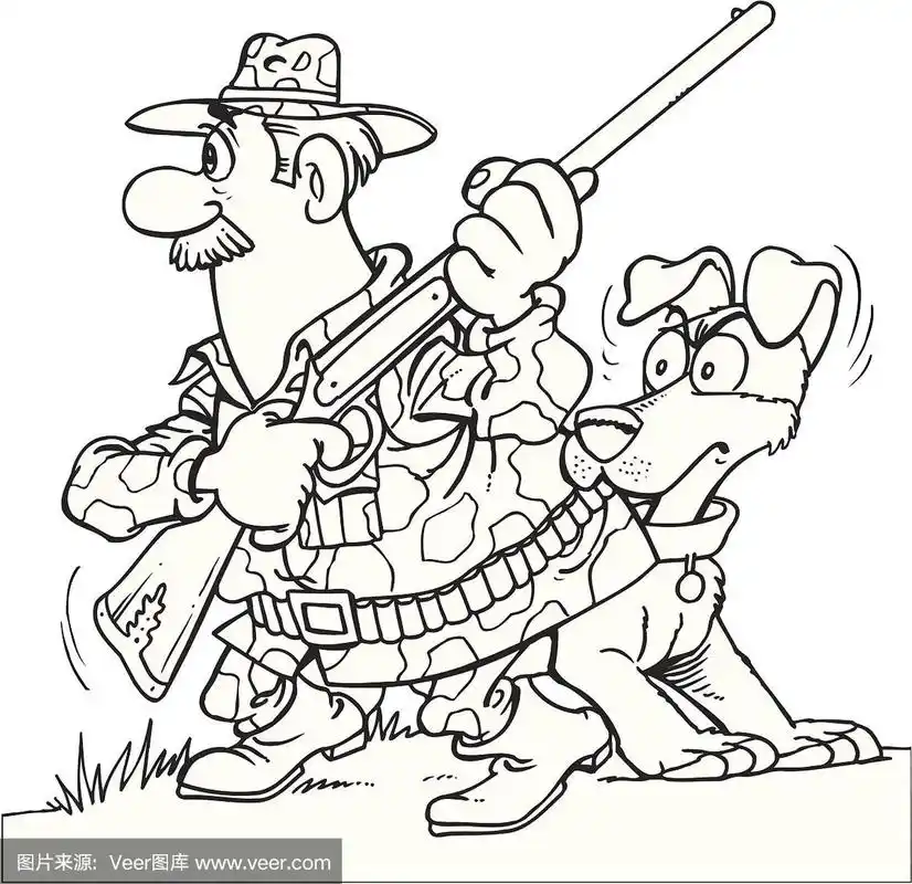 猎人,人,线条,黑白图片,捕猎行为