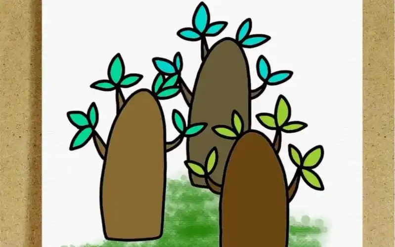 树林简笔画教程,教你3步画出简单又好看的大树,步骤详细,简单易学