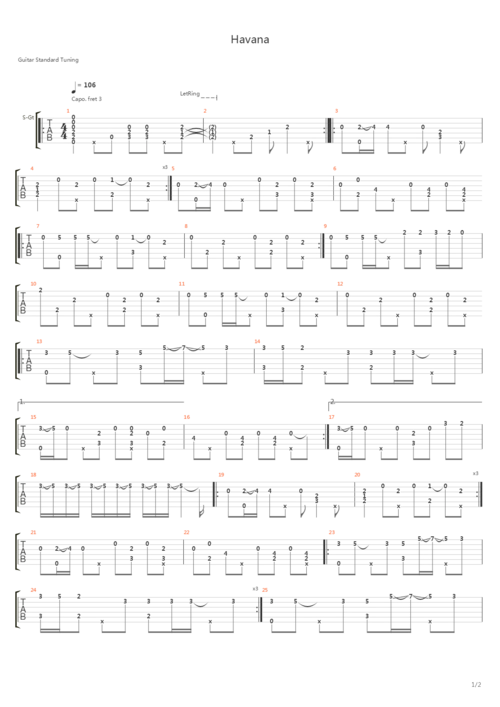 havana (b站 扒谱)吉他谱