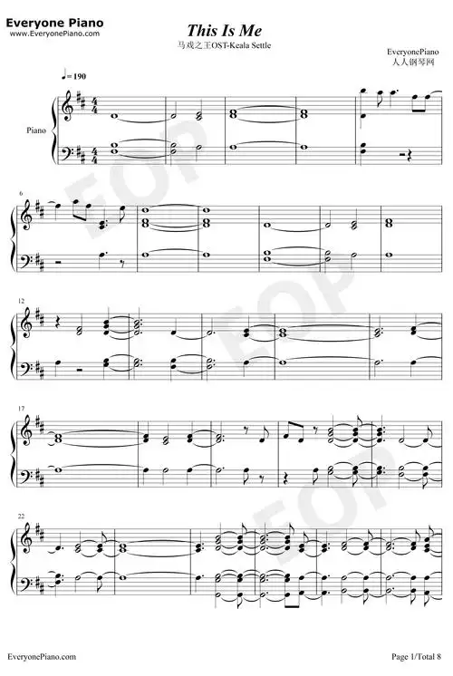 this is me钢琴谱_kealasettle_马戏之王ost