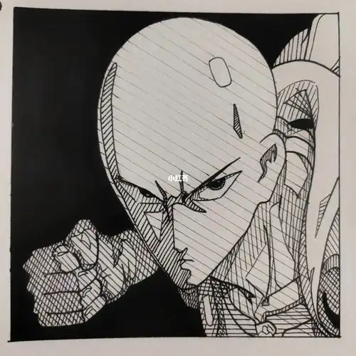 我变秃了也变强了临摹@zyj画画#黑白线描  #手绘临摹  #一拳超人