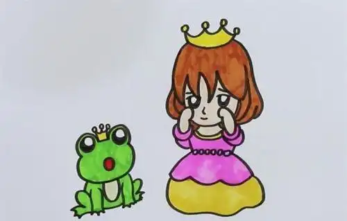 青蛙王子与公主的简笔画怎么画公主与青蛙简笔画步骤教学
