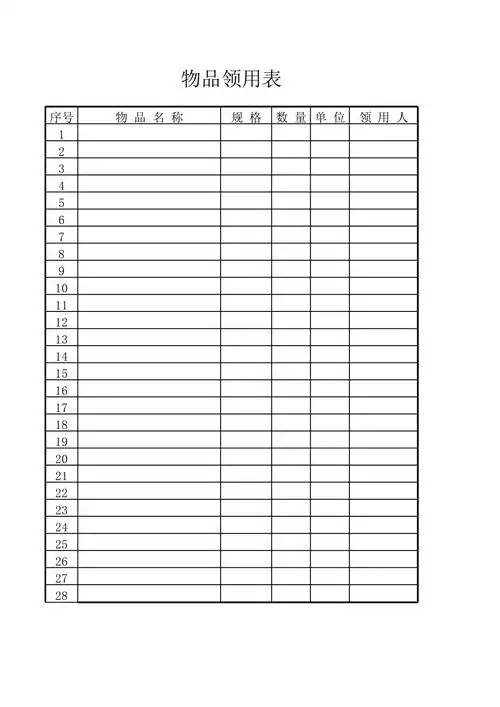 物品领用签名表