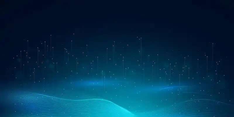 科技背景蓝绿色荧光渐变波纹点线性线条数据大数据科技科技现代背景