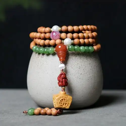 龙年转运珠老山檀香木手串文玩佛珠手链女男款木制饰品2024年新款
