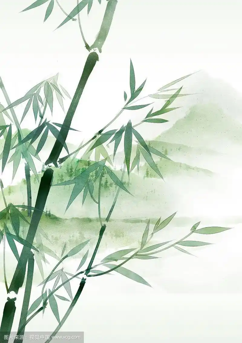 水彩花草插画 竹子