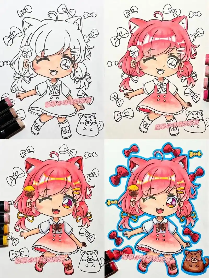 马克笔手绘q版动漫每日一画