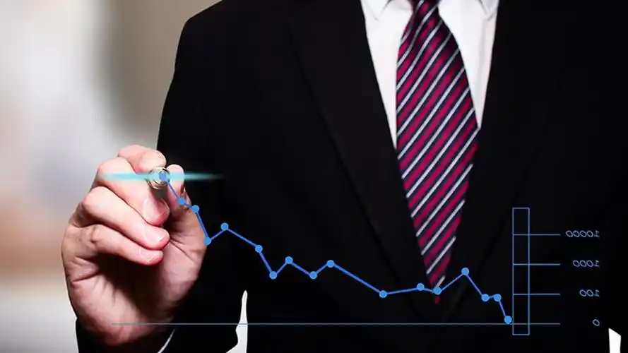 黑色商务人物绘制折线图幻灯片ppt模板素材下载