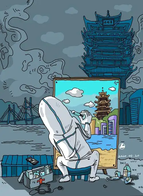 原创抗疫插画作品一最美逆行者