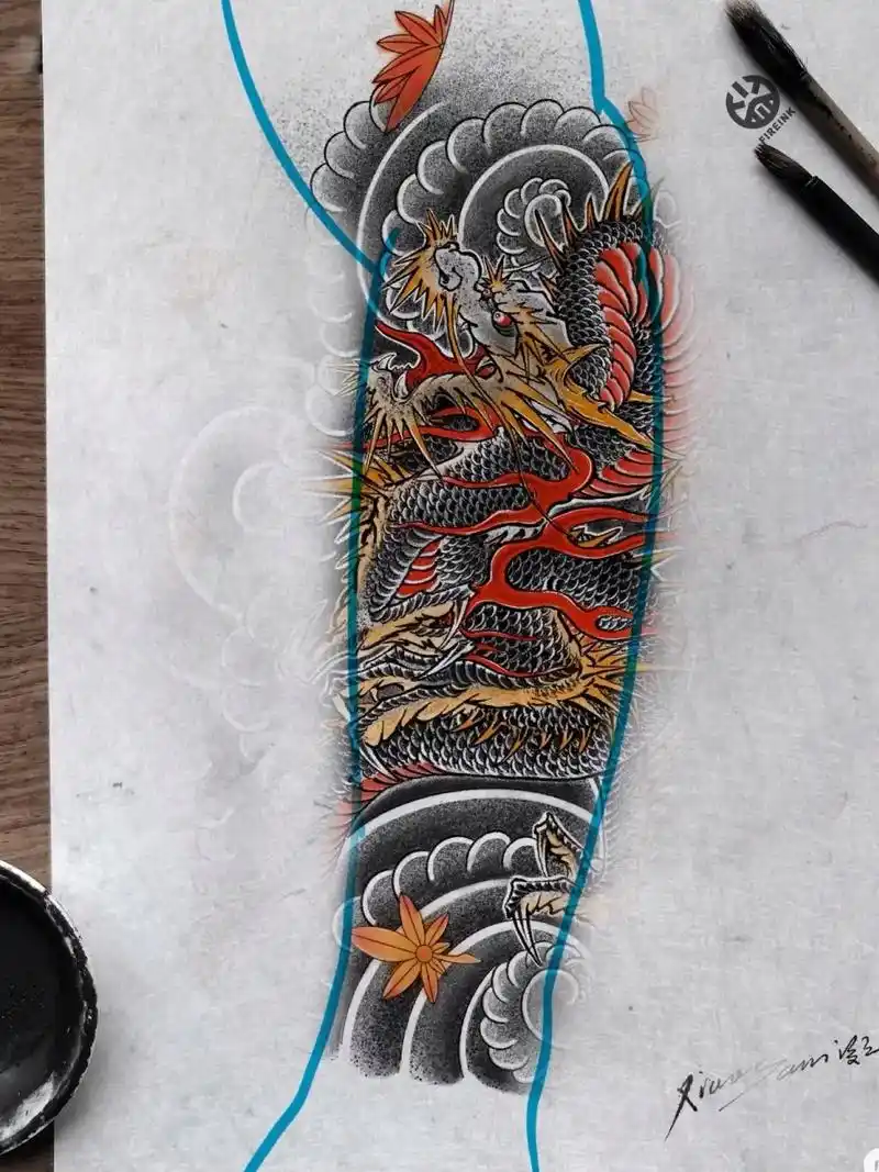 这个包小腿酷不酷?#纹身手稿 #tattoo #图案设计 # - 抖音