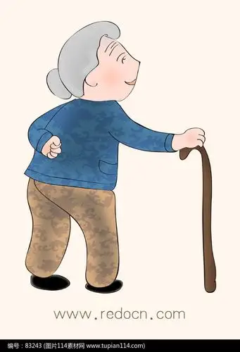 可爱卡通手绘老人插画