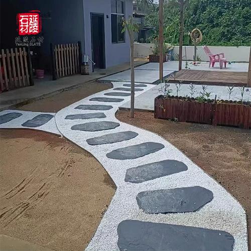 青石板地铺石户外庭院花园草坪垫脚园林脚踏汀步石不规则碎拼地砖