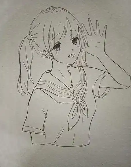 扎双马尾辫的女孩简笔画