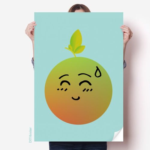 可爱卡通无语橘子表情包海报贴纸80x55cm墙贴纸卧室家居装饰