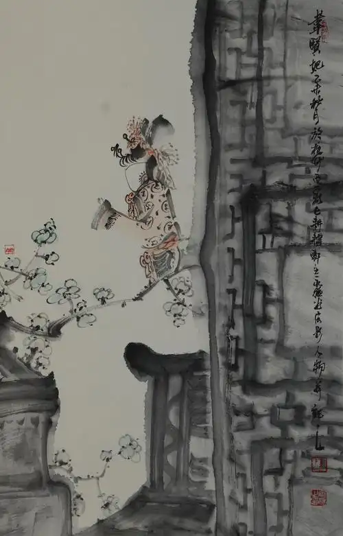 孙永猛国画作品水墨皮影人物