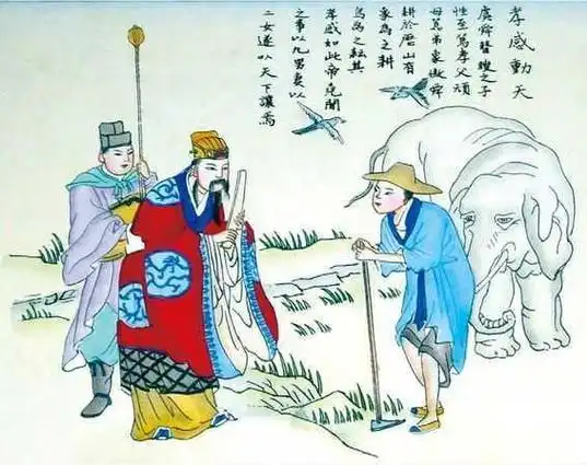 民国年画四条屏《二十四孝》之"孝感动天"