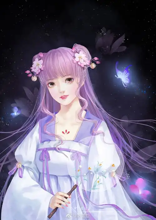 手绘古风持扇女子