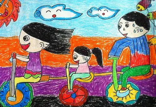 《全家去郊游》/少儿绘画作品/儿童画/网络美术馆_中国少儿美术教育网