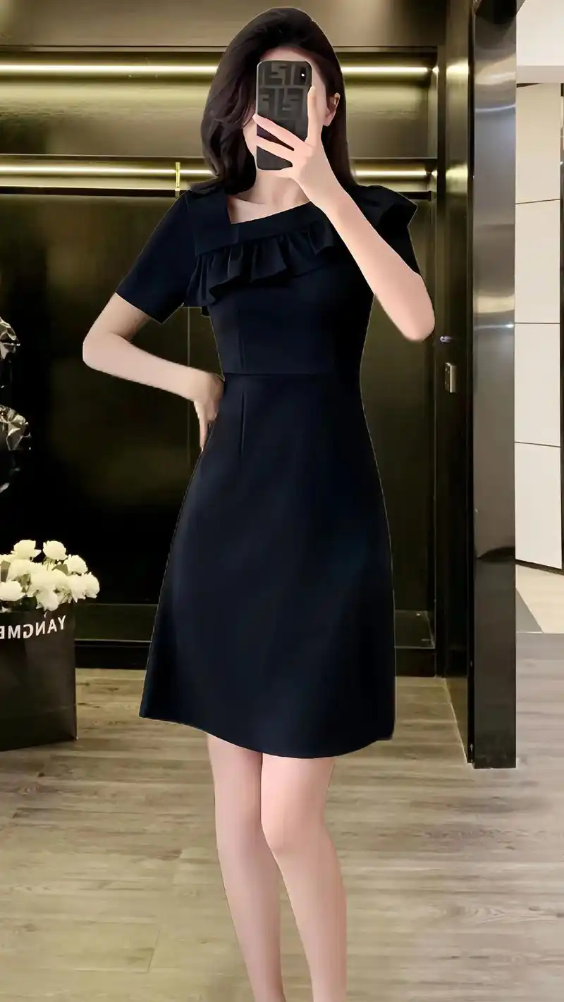 ootd法式气质穿搭～高贵轻奢女装夏季黑色连衣裙,给你气质和高级感!