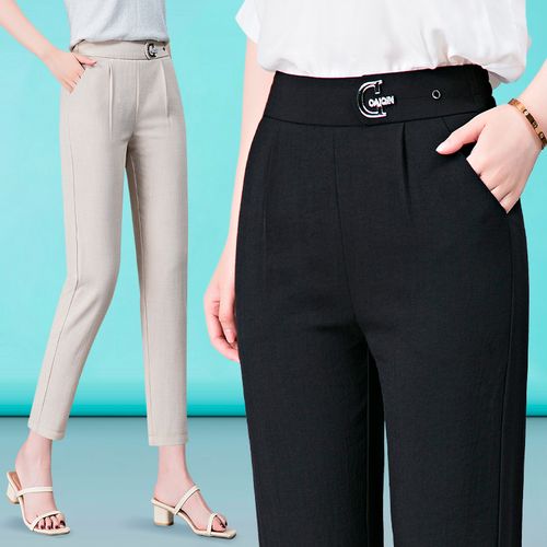 哈伦裤女夏季薄款九分裤宽松显瘦小脚中年女裤妈妈休闲裤春秋大码