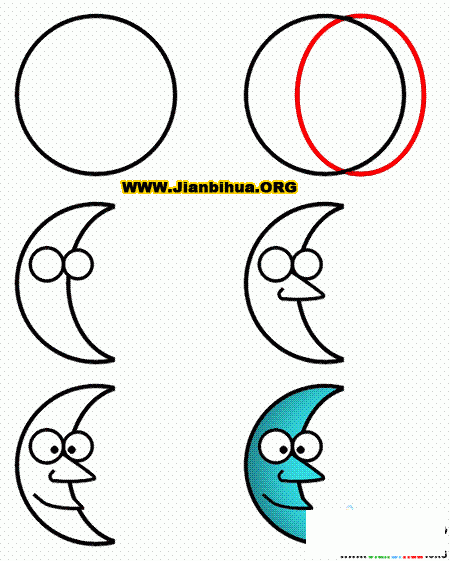 月球月亮的简笔画图片