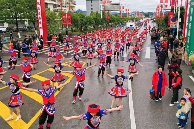 湖北日报2300余名土家儿女舞动全城第三届来凤土家摆手舞文化和旅游节