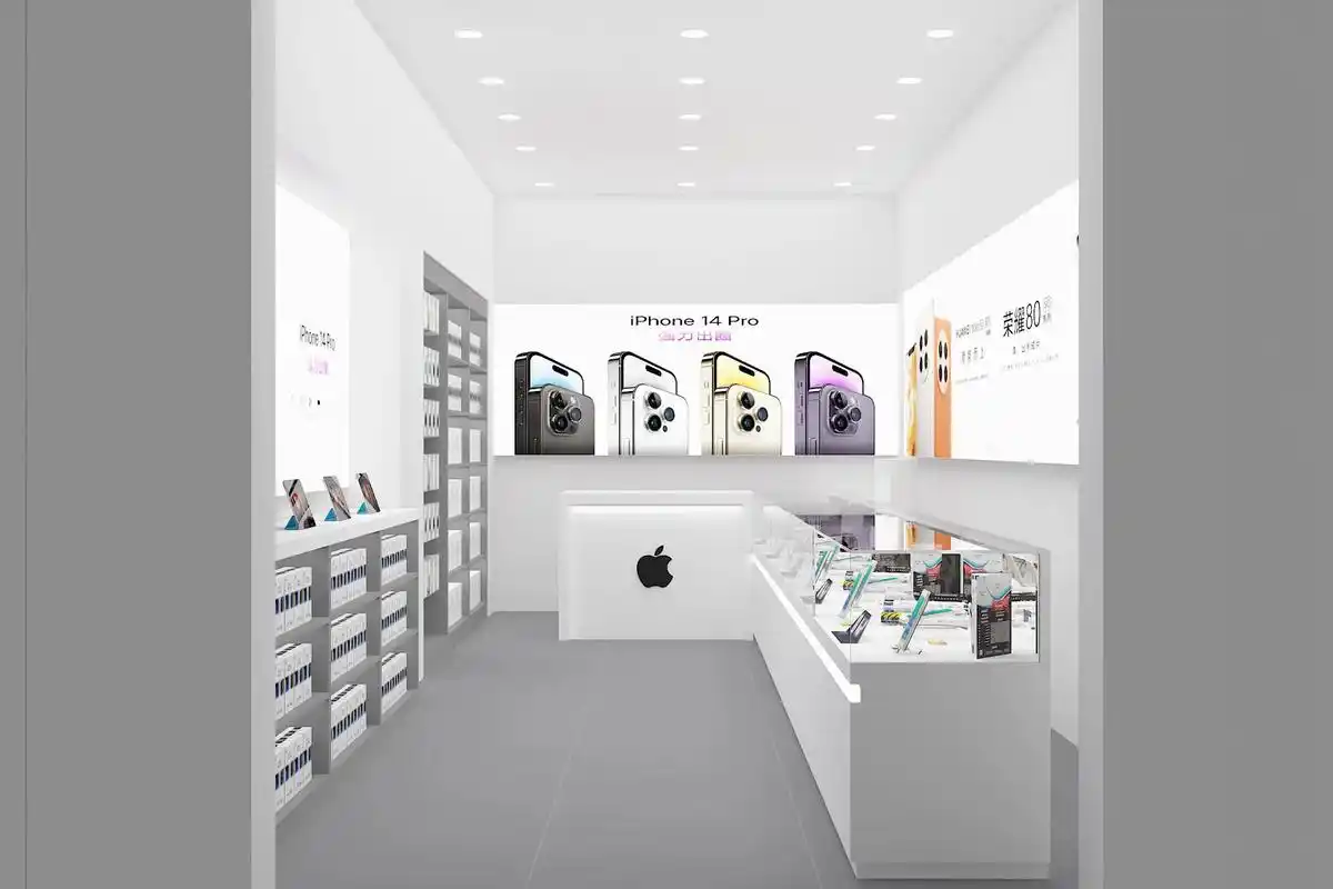 手机店设计#手机店柜台#手机柜台#手机店装修#手机店效果图 - 抖音