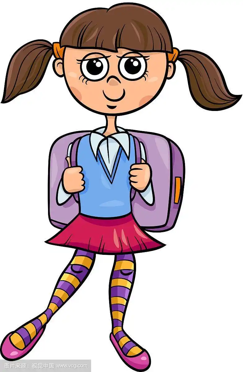 小学女孩卡通插图
