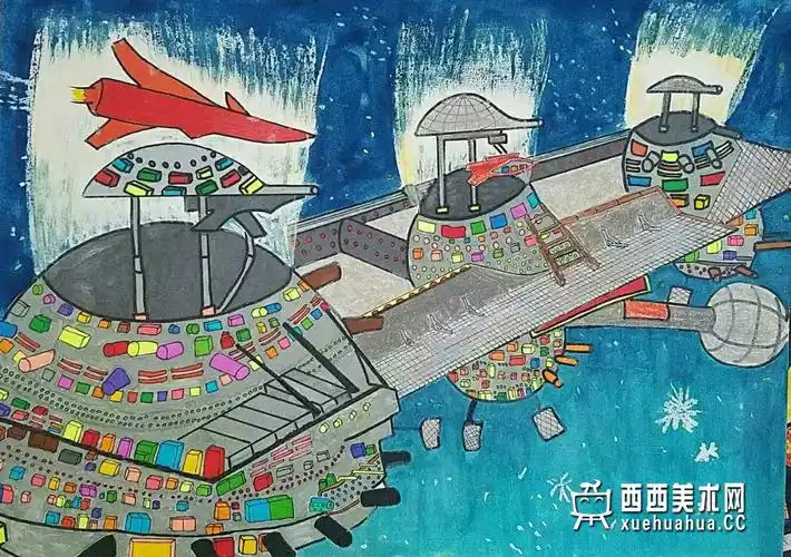 优秀小学生获奖科幻画宇宙战舰赏析