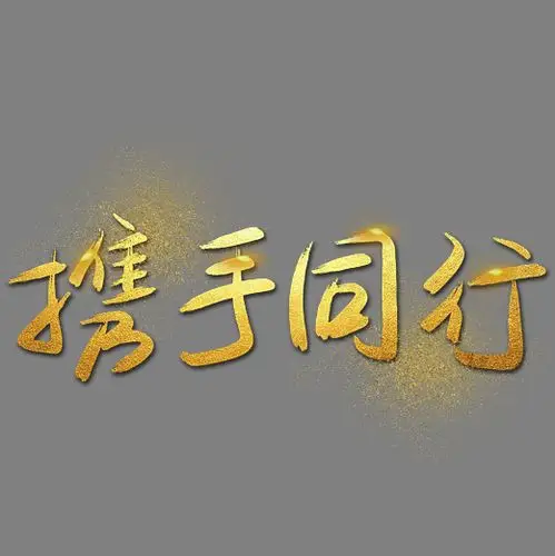 携手同行|—手写手绘金色金沙书法艺术字|原创