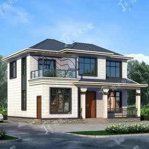 适合农村自建的二层简单小洋楼,占地120平,开间11米进深10米