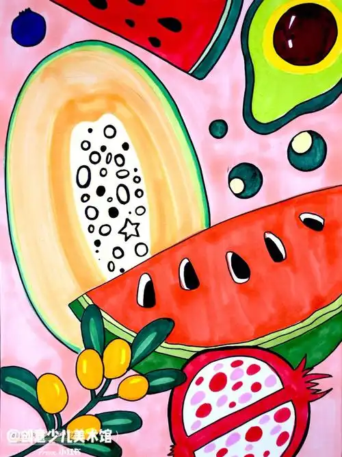05儿童画ppt课程有趣的水果切面05