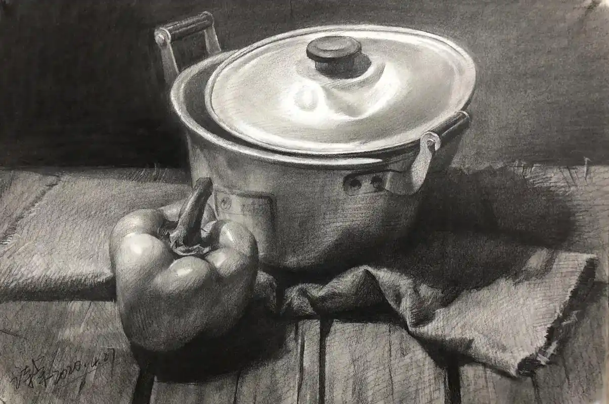 金属质感#素描 #美术基础教学 #同城热门 - 抖音