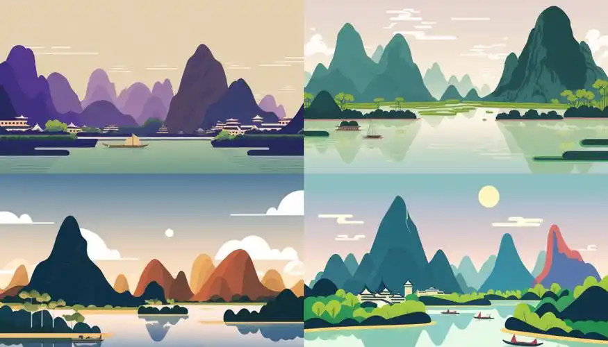 midjourney设计的漓江插画