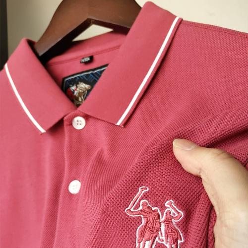 中年男士商场款刺绣马标纯棉polo衫翻领短袖t恤休闲纯色夏季