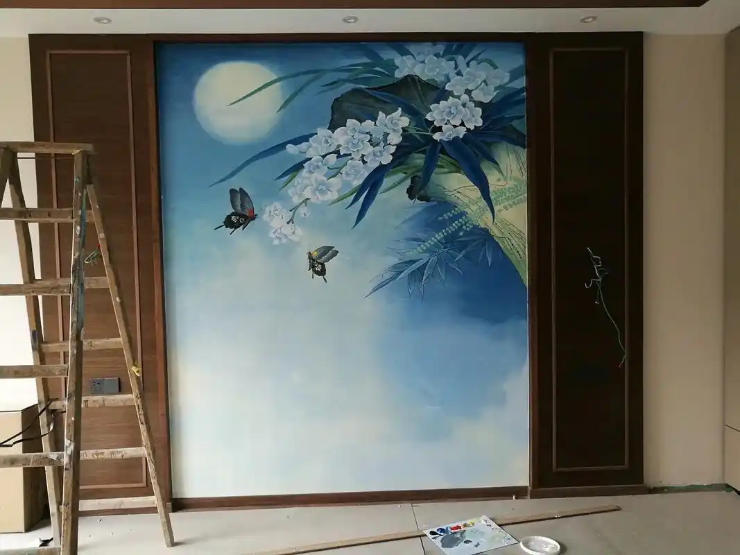 丙烯画墙绘工笔兰花 #墙绘 #手绘 #墙体绘画 #国风古韵  - 抖音