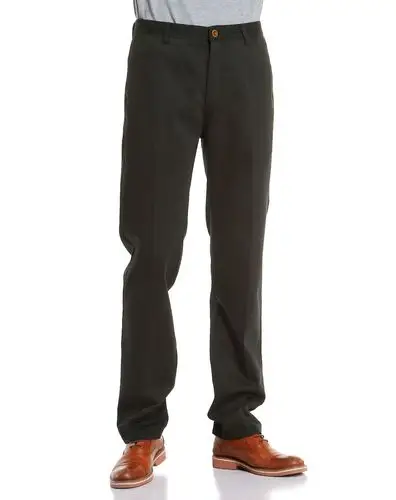 男款暗灰绿色直筒商务休闲长裤